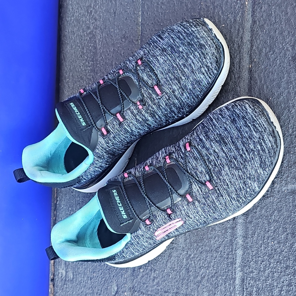 Skechers Women's Charcoal and Pink Sneakers